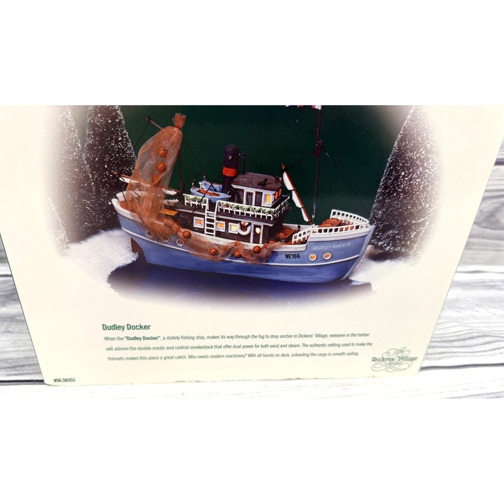 DEPT 56 DICKENS VILLAGE SERIES DUDLEY DOCKER FISHING SHIP  - RETIRED - Picture 3 of 6